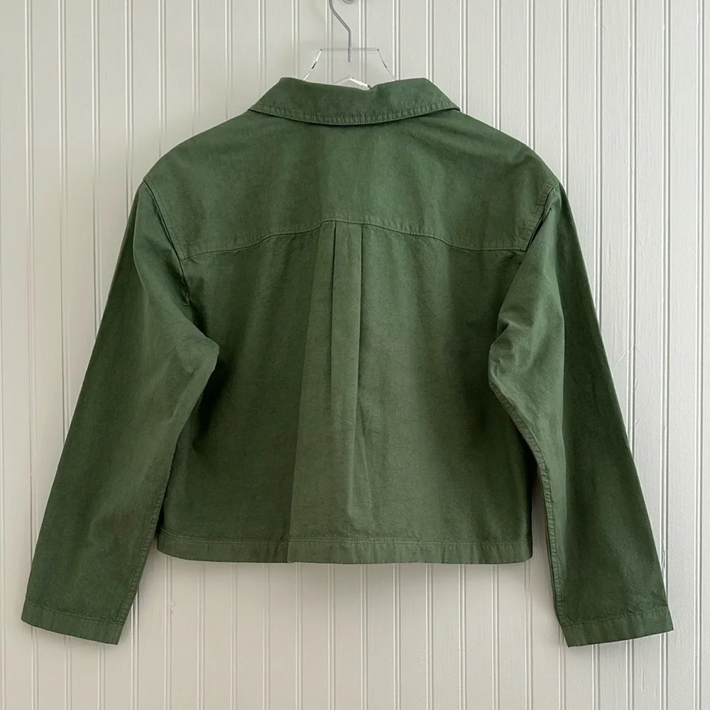 J. Crew Popover Shirt in Cotton -Linen Blend in Olive